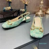 Lente / zomer dikke hak retro sandaal met paard gesp Single schoenen luxe merk designer womens schoen