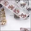 Decorazioni per nail art Salon Salute Bellezza Kit di strass Unghie 3D Trapano per vetro lucido Oro Sier Colorf Crystal Charm Strass Borchie 1440 Pcs /