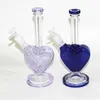 Forma de corazón Tubos de agua de vidrio Bongs Hookah Púrpura Rosa Azul Verde Color Fumar DAB Rig Reclamar Catcher Pajitas de néctar 14 mm Tubería de agua conjunta Plataformas petroleras