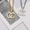 20style Famous Designer Letter Double Layer Pendant Necklaces 18K Gold Plated Crystal Pearl Rhinestone Sweater Necklace Women Party Jewelry Accessories