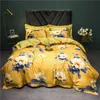Set di biancheria da letto di lusso in stile americano 1400TC in raso di cotone egiziano con stampa floreale di uccelli Set copripiumino morbido come la seta Lenzuolo federeBiancheria da letto