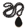 Pendentif Colliers Fashion Black Lava Stones Agat Drop For Ethnic NecklacePendentif