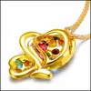 Pendant Necklaces Pendants Jewelry Mengyi Fashion Lovely Golden Butterfly Necklace Inlaid With Mti-Col Dhjv3