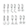 Hoop Huggie 925 Sterling Silver Earrings Moon Star Eye Wit Zirkoon voor vrouwen Men Gift Hanger Fijn oor sieraden8887756