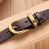 Vintage high quality woman belts fashion designer female D-ring pure copper bukle full grain leather strap belt box packing