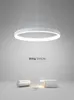 Pendant Lamps Modern Simple Black Circle Led Chandelier Lighting Nordic Dimming White Single Hanging Lamp Office Restaurant ChandelierPendan