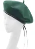 Joyhy femmes laine Pu enveloppé bord armée artiste français bérets bonnet chapeaux 2021 cuir garni béret jeune fille militaire béret casquette J220722