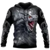 Siyah Beyaz Dövme Dragon 3D Baskılı Kazak Erkek Unisex Street Giyin Külkü Sıradan Gevşek Ceket Sweaters 4xl 220725