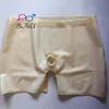 Sous-pants conception de latex short baces fétiche bermuda hommes avec trou pour la sécurité du pénis pantalon sécuri