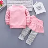 Vêtements de petite fille printemps et automne coton épais set chauffeur de dessin anculaire mignon lapin bébé bébé à manches longues 220326