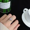 Mode diamant ingelegde trouwring paar verloving luxe diamanten sieraden mannen en vrouwen open ringen stellen voor elkaar cadeaus te geven zonder kleurvervaging in de doos