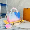 Bolso de mano de diseñador, bolsos de flores de colores degradados, bolso de compras compuesto de alta capacidad para mujer, bolsos de hombro, bolso cruzado