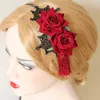 Black Lace Headband with Red Rose & Tassel Uk Vintage Flower Lace Headbands Halloween Accessories for Kids