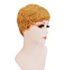 Short Pixie Cut Human Hair Wig with Bangs Highlight Honey Blonde Ombre Color Straight machine made none lace front Wigs