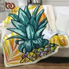 BeddingOutlet Pineapple Throw Blanket Fruit Custom Blanket Golden Leaf Sherpa Fleece Blanket Tropical Plush Linen Bedding Mantas 201111