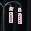 Brand fashion exquisite high-end shiny colorful zircon dangle earrings jewelry Korean temperament women s925 silver needle luxury earrings