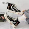 Women High Top Vulcanized Shoes Ladies Casual Sneakers Fashion Comfortable Canvas Shoes Trend Casual Flats Sneakers Plus Size 44 220812