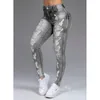Kvinnors jeans överdimensionerade rippade hål blyertsbyxor plus storlek solida jegings kvinnor sommar avslappnad hög midja smal denim byxor streetwears