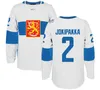VipCeoA3740 Maillot de l'équipe de la Coupe du monde de hockey de Finlande 2016 2 Jyrki Jokipakka 3 Olli Maatta 7 Esa Lindell 9 Mikko Koivu Maillots de hockey personnalisés