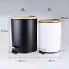 3/5L Wooden Flip Step Trash Can Garbage Rubbish Bin Waste Container Organizer for Bathroom Kitchen Office 220408