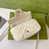 Borsa a tracolla firmata Borsa a tracolla con patta da donna Borsa in vera pelle Tracolla rimovibile in metallo dorato Lettere di moda Portafogli semplici Borsa piccola