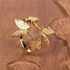 Delicate en mooie schattige luxe sieradenringen 925 Sterling Silverrose Gold Fill Opening verstelbare trouwring vlinderring