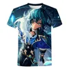 Herr t-shirts genshin påverkar anime flickor spel 3d tryckt xiao streetwear män kvinnor mode t shirt överdimensionerade tees toppar barnkläder