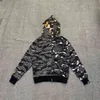 Men's casual camouflage Paneled hoodies sweatshirt bathing ape cardigan Hip Hop Letters Long Sleeve Shark Print women men Couples Hooded 23DQVSI