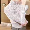 Women's T-Shirt Summer Clothes For Women 2022 Office Fashion Elegant Lace Hollow Out T Shirt Bell Long Sleeve See Through Sexy Slim Top