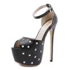 Dress Shoes 17cmHeel Slippers Plus Size 42 Womens Sandal Platforms Rivet Peep Toe Hight Heels Sandals Fashion Sandalias De Tacon Mujer 220316