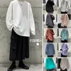 Löst tröjor män Solid T-shirt Neutral Streetwear Fashion Women Korean Kläder Bomull Pullover Lång ärm T-shirts Man 220513