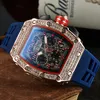 2022 New Men's Casual Diamond Watch gold Steel Case Silicone quartz Watch