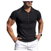 2022 Summer Solid Color Golf Polos T-shirt para homens outono Botão Fit Slim Polos de encaixe casual de manga curta Tshirts polo8-5