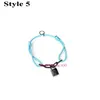 Europe America Fashion Style Armband Men Lady Women Black Metal Hardware graverade V Initialer Lås charm Justerbar Rainbow Polyester Cord Link Armband Q05270