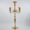 Candelabros de metal de 90 cm H 5 cabezas / oro de boda con centros de mesa de cuenco de flores para decoración de mesa de hogar Vela