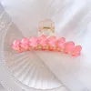 Sweet Pink Heart Hair Claw Women Korean Acrylic Clamps Fashion Bath Ponytail Clips Hairpin Femme Hair Accessories