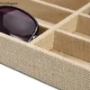 Fashion Glasses Cases Linen 6 10 12 Grids Sunglasses Display Box Props Jewelry Organizer Tray 220719