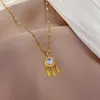 Colares pendentes Moda de luxo Geometria Tassel colar de aço inoxidável para mulheres zirconia gargantilha jóias femininas