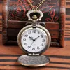 Pocket Watches Large Vintage Bronze Craved Hammer White Surface Arabic Numerals Watch With Waist ChainPocket