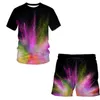 Été Splash cravate teinture 3D Shorts ensembles à manches courtes t-shirt Shorts mâle sport survêtement ensemble vêtements pour hommes 2 pièces 220624