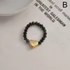 Stretch Beads Ring Sweet Stainless Steel Golden Star Heart Rings For Women Elastic Rope Adjustable Finger Ring Fashion Jewelry