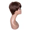 Krótka peruka Bob Wavy z grzywką pełna maszyna zrobiła nie koronkowe peruki dla kobiet Brazylijska Remy proste ludzkie włosy pixie cut Wig4090976