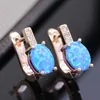 Hoop & Huggie Trendy Female Opal Oval Stone Small Earrings Dainty Tiny Crystal Wedding Rose Gold Silver Color For WomenHoop