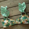 Deux pièces Femmes Floral Push-up Bra Bra Ruffles Bandage Bikini Set Swimsuit Maillot de bain Bathing Bathingwear Biquini 220622