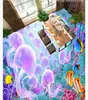 Personnalisé Stage de sols Photo Papier peint 3D Stickers muraux Méditerranéenne Méde de mer médaillée Gratule Tropical Fish Carrelage Plancher Plancher Murs Papiers Décoration de la maison