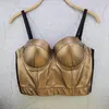 5 Kolory Kobiety Sexy Designer Summer PU Leather Black White Red Gold Silver Camisole Topy Ladies Camis Crop 220325