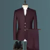 Stand Collar Men Blazer Pants Business Mens Wedding Sacka Jacketrockbyxor Waistcoat Högkvalitativ Slim Vest Dress Set 220726