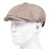 Four Seasons Uomo Giornali Venditore Cappello Donna Uomo Lino Berretto ottagonale Retro Berretto Inghilterra Visiera Testa grande Cap Driver Berretto piatto J220722