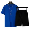 Moda Yaz Erkek Eşofman Kısa Kollu Şort Takım Elbise 2 Parça Set 2022 Klasik Erkek T-Shirt Plaj Pantolon 2 adet Spor Rahat Takım Elbise