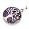 Pendant Necklaces Pendants Jewelry Natural Stone Tree Of Life Gem Necklace Chakra Reiki Healing Crystals Round Drop Delivery 2021 Kblen